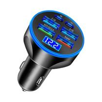 Carregador De Carro PD De 6 Portas QC3.0 Carregamento Rápido Com Display Digital 4USB 2PD Plug De Carregador De Carro PD De 6 Portas QC3.0 Carregamento Rápido Com Display Digital 4USB 2PD Plug De