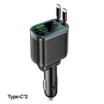 Carregador De Carro Retrátil 120W Com Cabo USB C, Carregador Rápido Para iPhone, Huawei, Samsung Com