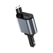 Carregador De Carro Retrátil De 120W Com Cabo USB Tipo C Para iPhone, Huawei E Samsung