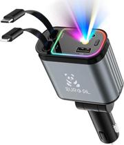 Carregador de carro retrátil Euro AL Car Accessories 4 em 1 Starlight, carregador LED dinâmico Starry Sky Roof, cabos USB de carregamento rápido de 66 W, Pro 240W GlowCharge para homens - SuperOne Cargador