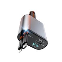 Carregador de carro retrátil ROADRESS com cabos duplos tipo C 100W Carregador de carro retrátil ROADRESS com cabos duplos tipo C 100W