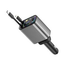 Carregador De Carro Retrátil USB Tipo C De 120W Para Smartphones Xiaomi HUAWEI, Cabo 4 Em 1