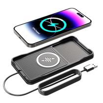 Carregador de carro sem fio LANSEMKU 15W, almofada de carregamento rápido preta