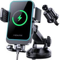 Carregador de carro sem fio MOKPR 15W de carregamento rápido para iPhone e Samsung