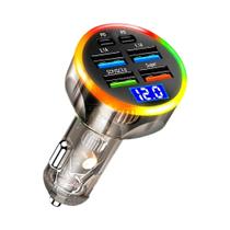 Carregador de Carro Super Rápido 200W - 6 Portas USB com PD e QC3.0