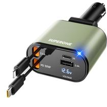 Carregador de carro SUPERONE retrátil 4 em 1 Fast Charge 60W