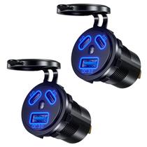 Carregador de Carro Thlevel Type-C e USB - 12V/24V à Prova D'Água (2 Unidades)