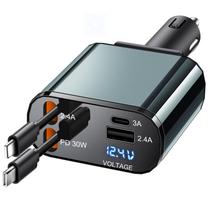 Carregador de carro TICCI 60W USB C com cabos de carregamento rápido 4 em 1 Carregador de carro TICCI 60W USB C com cabos de carregamento rápido 4 em 1