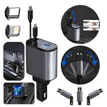 Carregador De Carro Turbo 120W Cabo Retrátil Com Projetor Carregador De Carro Turbo 120W Cabo Retrátil Com Projetor