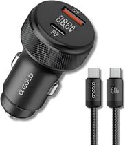 Carregador De Carro Ultra Rápido 60W Display Digital LED Indicador De Voltagem Carrega 2 Dispositivos Simultaneamente Co