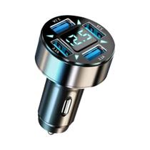 Carregador de Carro USB 66W - Carga Rápida PD e QC3.0 com Voltímetro