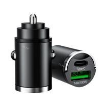 Carregador de Carro USB-C 100W PD/QC - Carregamento Rápido para iPhone, Xiaomi, Samsung e Huawei