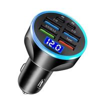 Carregador De Carro USB C 6 Em 1 Dual PD Super Rápido Com Display De Voltagem Para iPhone 15 pro Max Carregador De Carro USB C 6 Em 1 Dual PD Super Rápido Com Display De Voltagem Para iPhone 15 pro Max