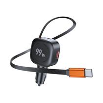 Carregador De Carro USB C Retrátil 99W PD 45W Rápido Para iPhone 16 pro Max Samsung Galaxy S25 Ultra