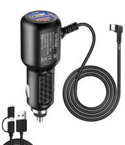 Carregador de carro USB C tipo C, porta dupla para Dash Cam QAMCBulc