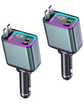 Carregador de carro Zreal 4 em 1 retrátil com luz RGB rápida de 92 W