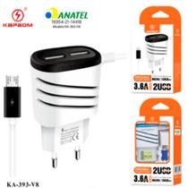 Carregador de celular 3.6a com duas portas usb e cabo v8