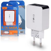 Carregador de Celular 5.1A 3 Portas USB e Cabo Tipo C Inova - CAR-5268C