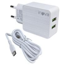 Carregador de Celular Caixinha 20w Bivolt Micro Usb Cabo Removível 91cm Para Carregar Até 2 Celulares ao Mesmo Tempo