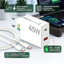 Carregador de Celular Turbo 45W PD USB com Cabo Type-C 1M LEHMOX - LE-405 A+C Carregador de Celular Turbo 45W PD USB com Cabo Type-C 1M LEHMOX - LE-405 A+C