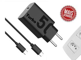 Carregador de celular TURBO 50W Super Rápido USB-C + CABO USB-C TIPO C