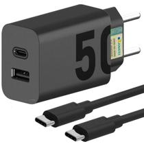 Carregador De Celular Turbo 50w Type-c + Usb Com Cabo 1 Metro Lehmox - LE-491 A+C