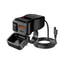 Carregador De Moto Dual USB 100W PD QC3.0 À Prova d'Água Com Voltímetro Digital 12V