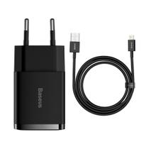 Carregador de Parede 10.5W Baseus 2x USB p/ i Phone c/ Cabo 1m - Preto