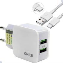 Carregador De Parede 2.4a 2 Usb Turbo Kd 301 C Kaidi Cor Branco