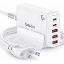 Carregador de Parede 30W Basike 5 portas com cabo 1,5m Carrega celular, Tablet e Fone ao mesmo tempo