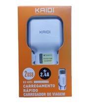 Carregador de Parede Duplo USB com Cabo Micro USB - Kaidi