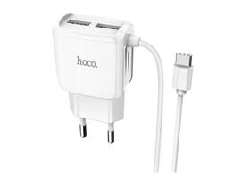 Carregador De Parede Hoco 2 Usb 2.4a Com Cabo Type-c 1m