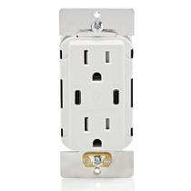 Carregador de Parede Leviton T5636-W - Dual USB e Type-C 60W - Branco