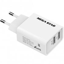 Carregador de Parede Mega Star CH331 Dual USB Bivolt - Branco