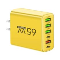 Carregador de Parede Rápido 65W 6 em 1 - 4 USB + Tipo C para iPhone, Samsung, Xiaomi, Huawei e Oppo