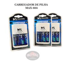 Carregador De Pilha AA/AAA C/4 - pilhas maxmidia