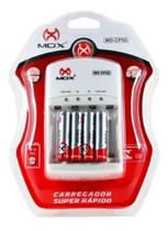 Carregador De Pilha AA e AAA-9V + 4 Pilhas Palito Recarregaveis AAA 1000 mah Marca Mox Carregador De Pilha AA e AAA-9V + 4 Pilhas Palito Recarregaveis AAA 1000 mah Marca Mox