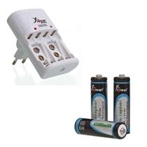 Carregador De Pilha Bateria Aa Aaa 9v + 4 Pilhas Aa 4700mah