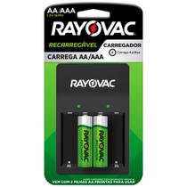 Carregador de Pilha Rayovac AA/AAA com 2 Pilhas AA Recarregáveis