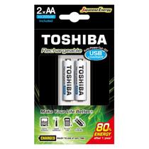 Carregador de Pilha Toshiba Com Pilha recarregável 2000mAh 2 Unidades Carregador de Pilha Toshiba Com Pilha recarregável 2000mAh 2 Unidades