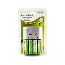 Carregador de Pilhas 2 Flex FXC164P Bivolt para AA AAA e 9V Cinza com 4 AA 2900mAh Carregador de Pilhas 2 Flex FXC164P Bivolt para AA AAA e 9V Cinza com 4 AA 2900mAh