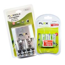 Carregador De Pilhas Aa/aaa/9v Auto Stop + 4 Pilhas Aa 2900 Mah Flex