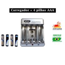 Carregador de Pilhas AA / AAA / 9V com 4 pilhas AAA inclusa - Knup
