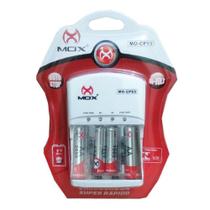 Carregador De Pilhas Aa Aaa 9v Mox Bi-volt Auto Stop MO-CP53 C/4 Pilhas (2 AA + 2 AAA)