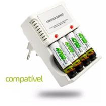 Carregador De Pilhas AA, AAA, Bateria 9v Recarregável Bivolt + 8 Pilhas