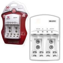 Carregador De Pilhas AA Baterias 9v e Pilhas AAA Mox Mo-CP50 - Carregador inteligente com desligamento automatico