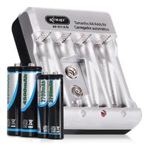 Carregador de Pilhas Bivolt 9V AA & AAA c/ Pilhas Knup Carregador de Pilhas Bivolt 9V AA & AAA c/ Pilhas Knup