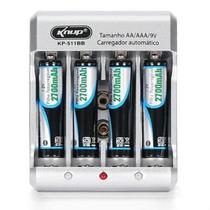 Carregador de Pilhas Bivolt com 4 Pilhas Recarregáveis AAA KP-511BB - Knup