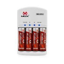 Carregador de Pilhas Com 4 AA MOX CP51 Com função AUTO STOP