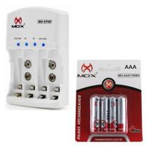 Carregador de Pilhas e Baterias com 4 Pilhas AAA 1100 Mah Mox